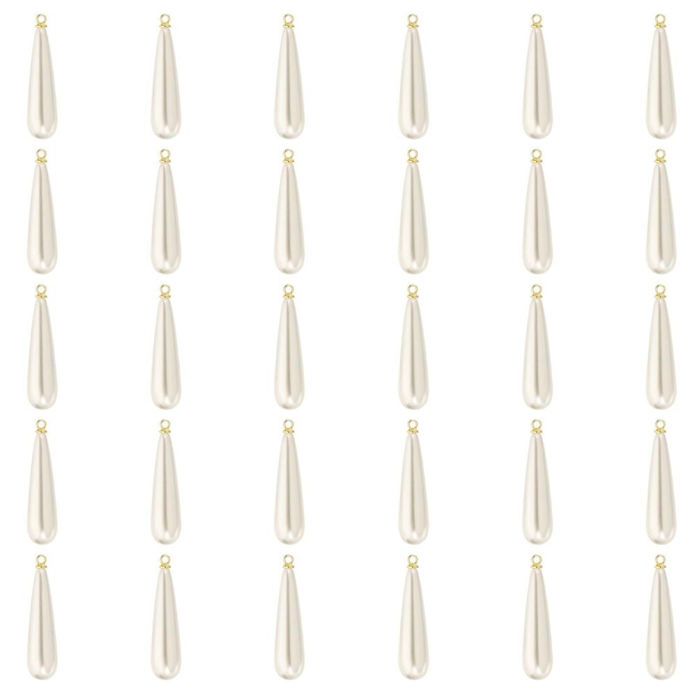 3566 30x9mm Pearl Charm, 30Pcs Pearl Beads Teardrop Faux Pearl Pendant